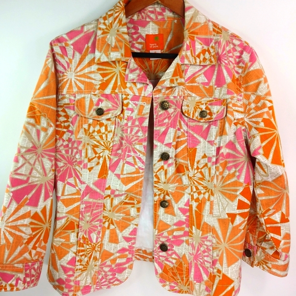 hearts of palm Jackets & Coats Hearts Of Palm 2 Orange Mod Flower